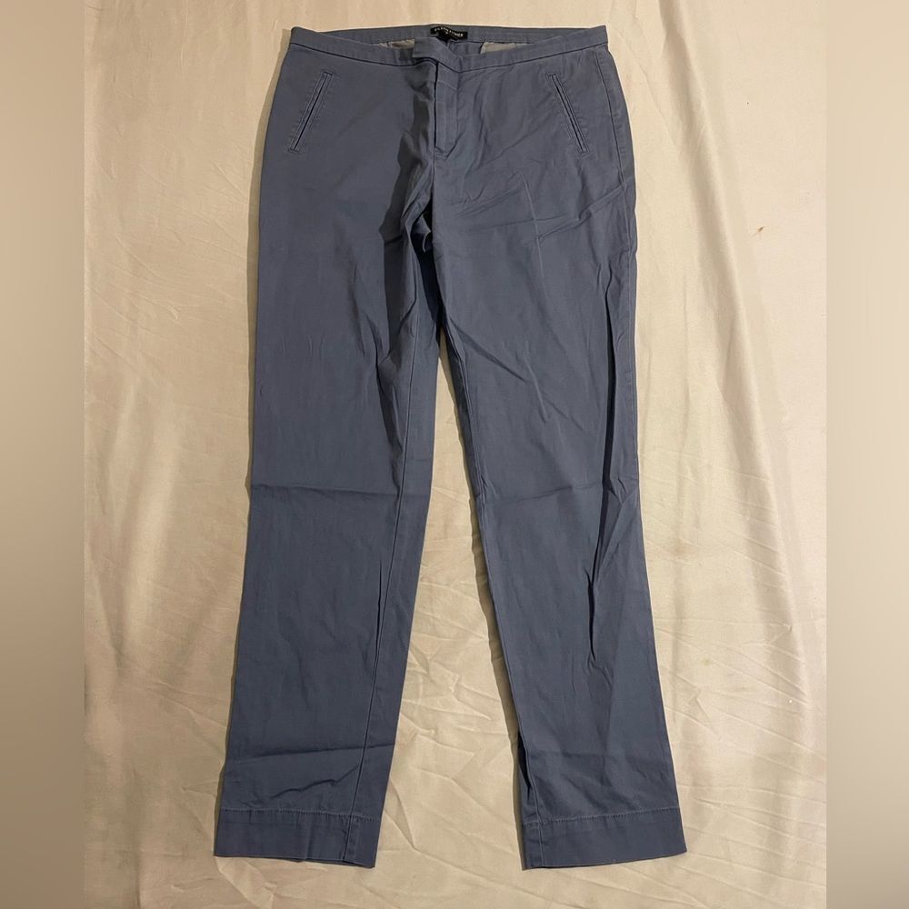 Eileen Fisher Women's Blue Flat Front Straight Leg Trousers Size Medium